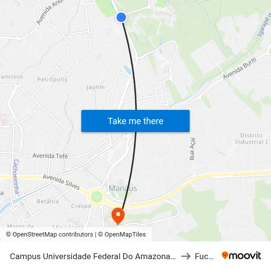 Campus Universidade Federal Do Amazonas C/B to Fucapi map