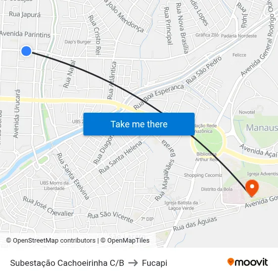 Subestação Cachoeirinha C/B to Fucapi map