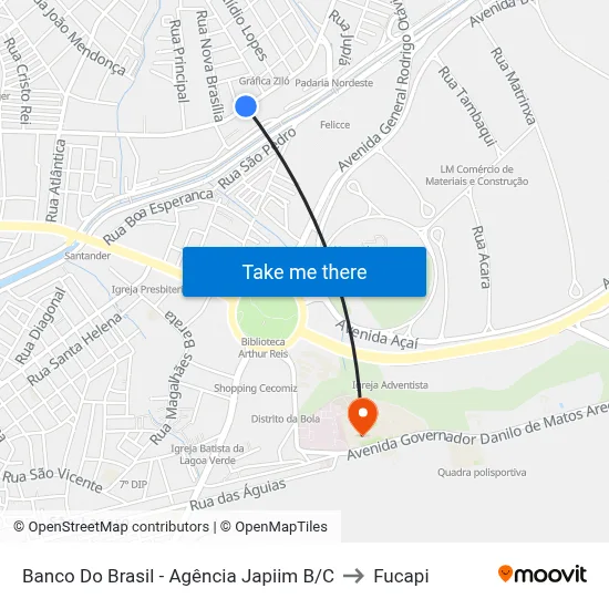 Banco Do Brasil - Agência Japiim B/C to Fucapi map