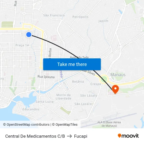 Central De Medicamentos C/B to Fucapi map