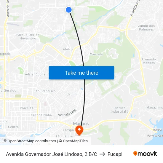 Avenida Governador José Lindoso, 2 B/C to Fucapi map