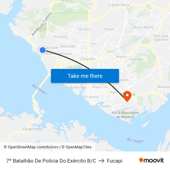 7º Batalhão De Polícia Do Exército B/C to Fucapi map