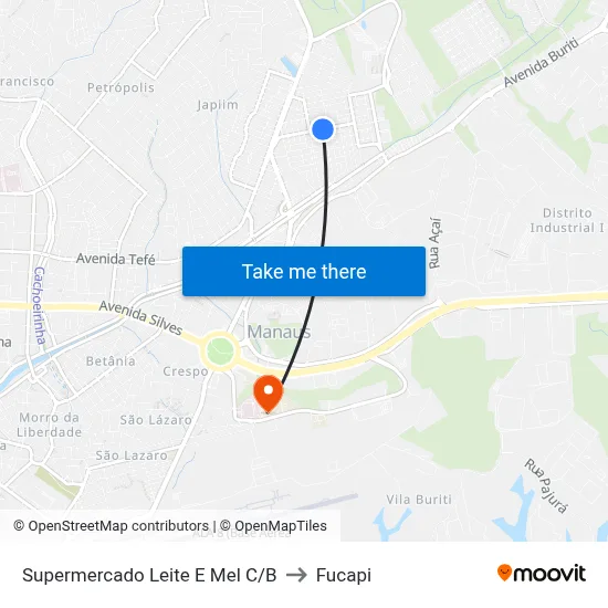 Supermercado Leite E Mel C/B to Fucapi map