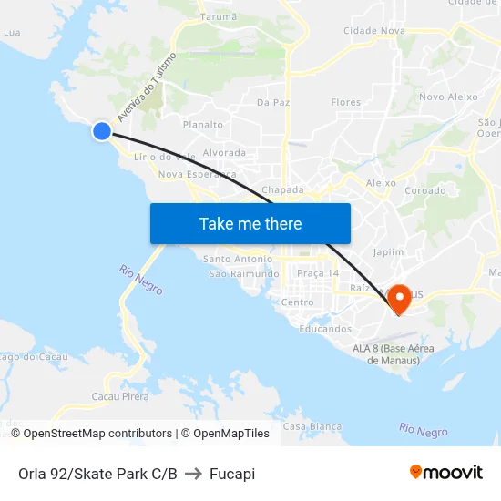 Orla 92/Skate Park C/B to Fucapi map