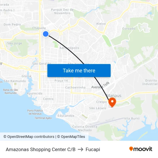 Amazonas Shopping Center C/B to Fucapi map