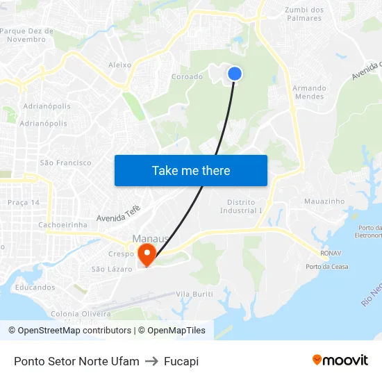 Ponto Setor Norte Ufam to Fucapi map
