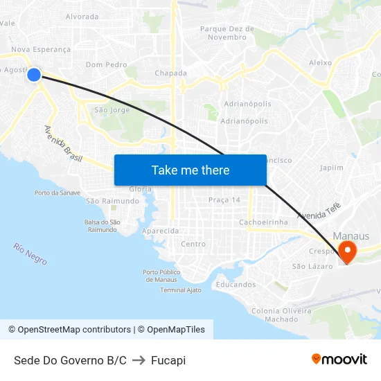 Sede Do Governo B/C to Fucapi map