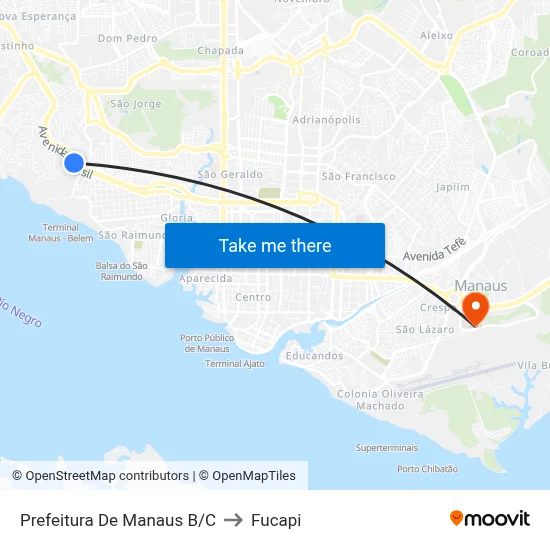 Prefeitura De Manaus B/C to Fucapi map