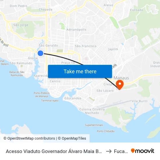 Acesso Viaduto Governador Álvaro Maia B/C to Fucapi map