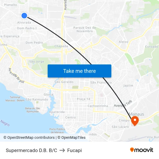 Supermercado D.B. B/C to Fucapi map
