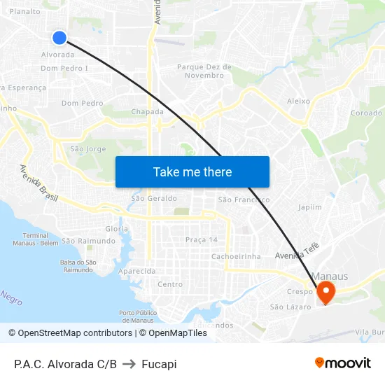 P.A.C. Alvorada C/B to Fucapi map