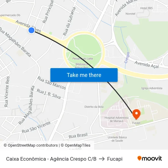 Caixa Econômica - Agência Crespo C/B to Fucapi map