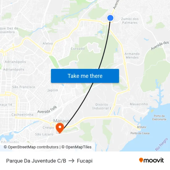 Parque Da Juventude C/B to Fucapi map
