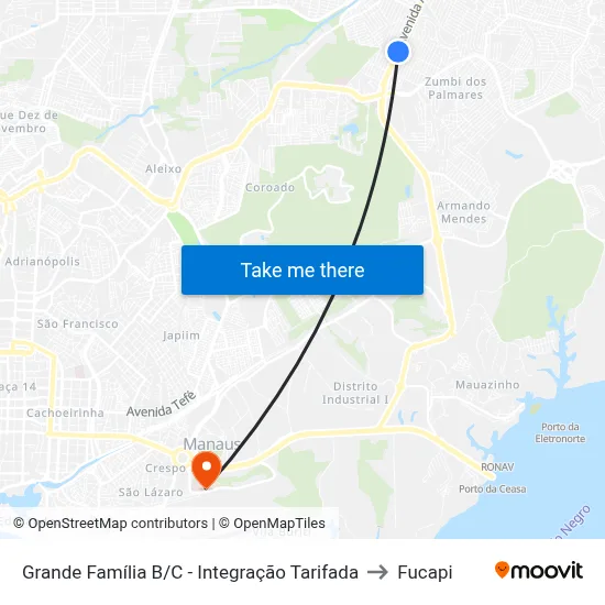 Grande Família B/C - Integração Tarifada to Fucapi map
