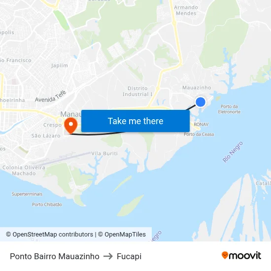 Ponto Bairro Mauazinho to Fucapi map