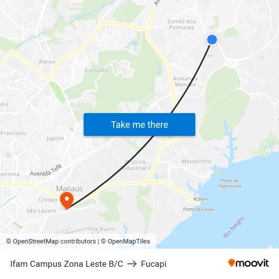 Ifam Campus Zona Leste B/C to Fucapi map