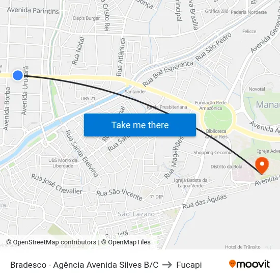 Bradesco - Agência Avenida Silves B/C to Fucapi map