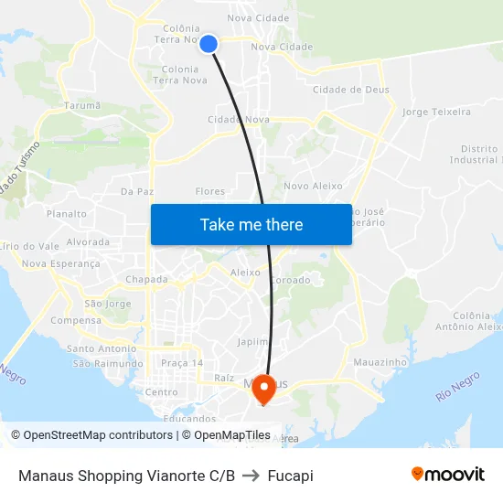 Manaus Shopping Vianorte C/B to Fucapi map