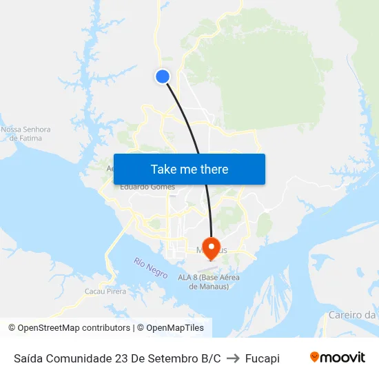 Saída Comunidade 23 De Setembro B/C to Fucapi map