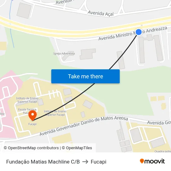 Fundação Matias Machline C/B to Fucapi map