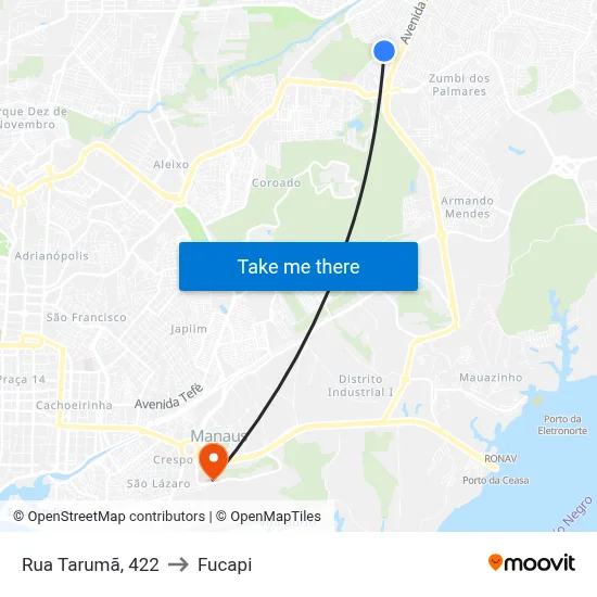 Rua  Tarumã, 422 to Fucapi map