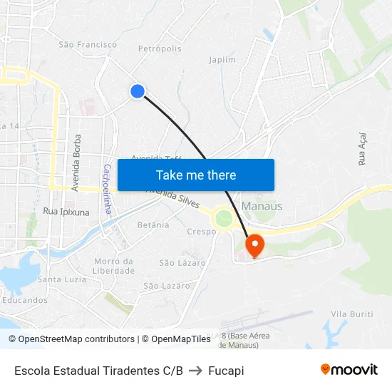 Escola Estadual Tiradentes C/B to Fucapi map
