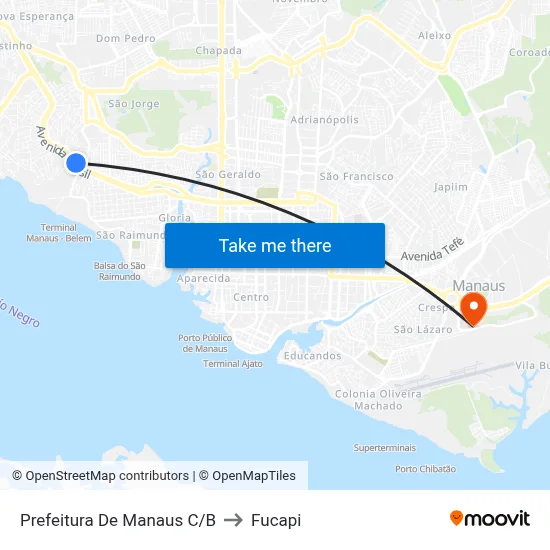 Prefeitura De Manaus C/B to Fucapi map