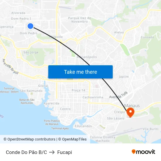 Conde Do Pão B/C to Fucapi map