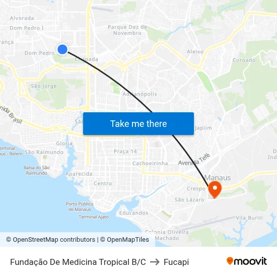 Fundação De Medicina Tropical B/C to Fucapi map