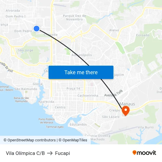 Vila Olímpica C/B to Fucapi map