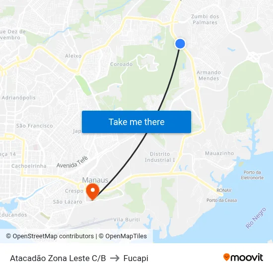 Atacadão Zona Leste C/B to Fucapi map