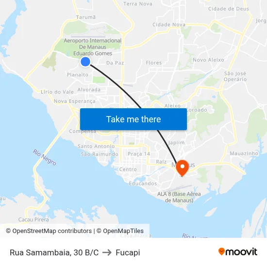 Rua Samambaia, 30 B/C to Fucapi map