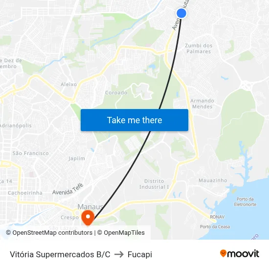 Vitória Supermercados B/C to Fucapi map