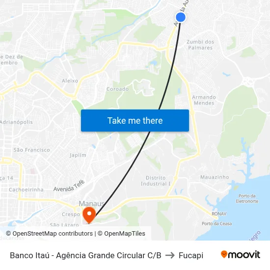Banco Itaú - Agência Grande Circular C/B to Fucapi map