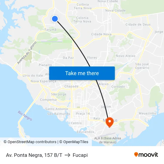 Av. Ponta Negra, 157 B/T to Fucapi map