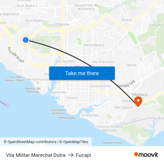 Vila Militar Marechal Dutra to Fucapi map