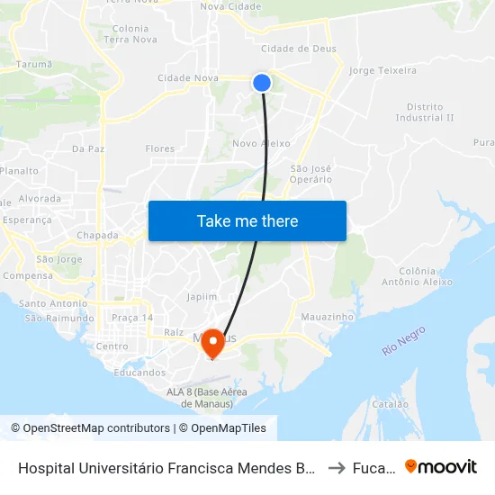 Hospital Universitário Francisca Mendes B/C to Fucapi map