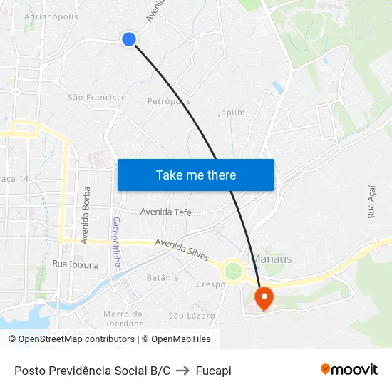 Posto Previdência Social B/C to Fucapi map