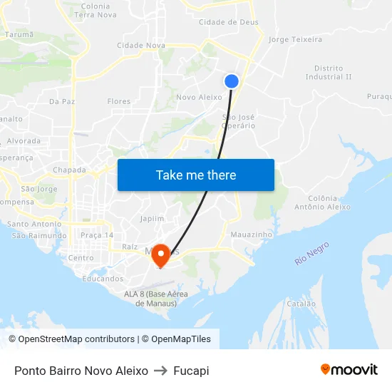 Ponto Bairro Novo Aleixo to Fucapi map