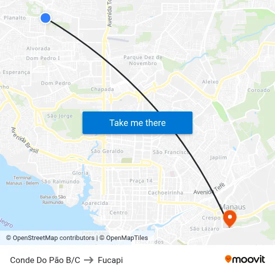 Conde Do Pão B/C to Fucapi map