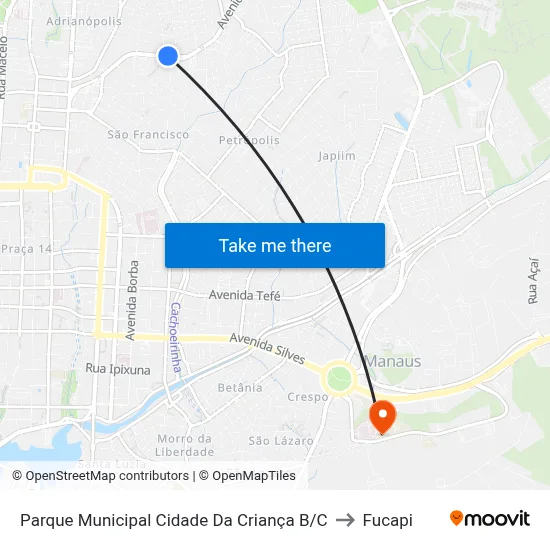 Parque Municipal Cidade Da Criança B/C to Fucapi map