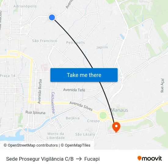 Sede Prosegur Vigilância C/B to Fucapi map