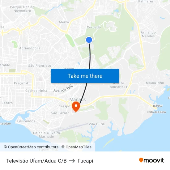 Televisão Ufam/Adua C/B to Fucapi map
