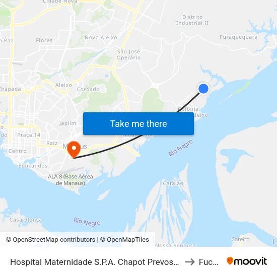 Hospital Maternidade S.P.A. Chapot Prevost B/C to Fucapi map