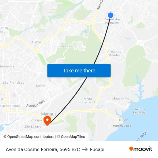 Avenida Cosme Ferreira, 5695 B/C to Fucapi map