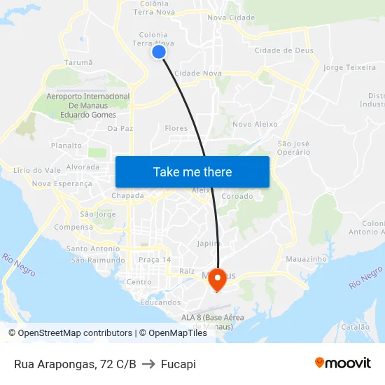 Rua Arapongas, 72 C/B to Fucapi map