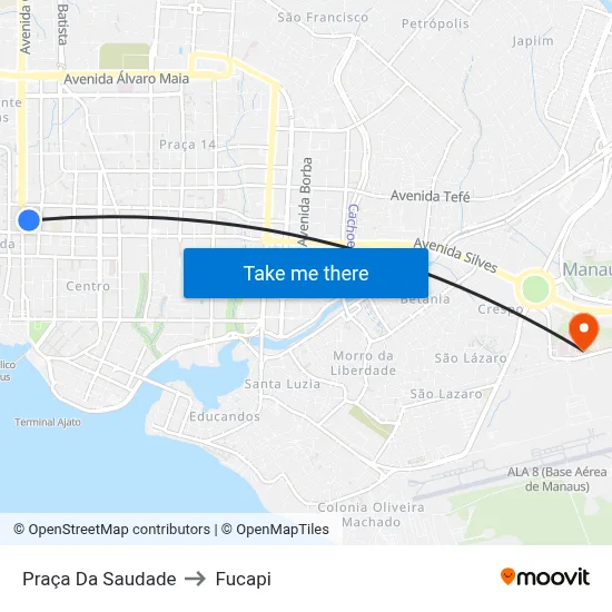 Praça Da Saudade to Fucapi map