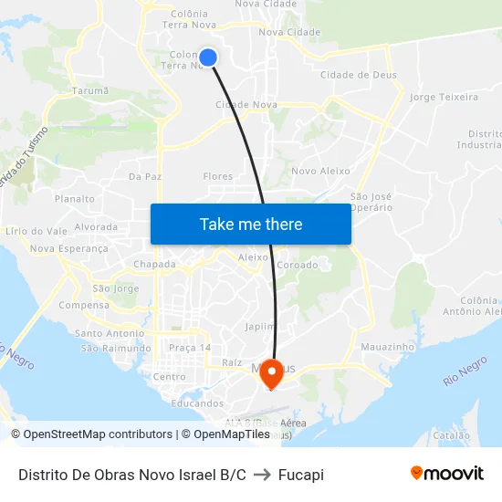 Distrito De Obras Novo Israel B/C to Fucapi map