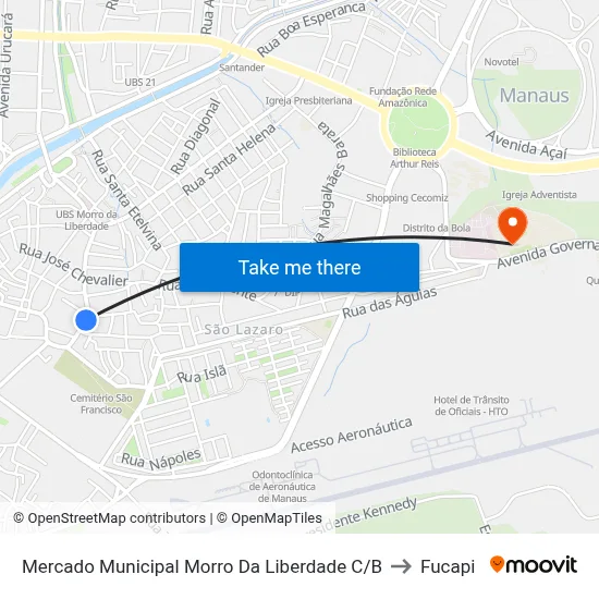 Mercado Municipal Morro Da Liberdade C/B to Fucapi map