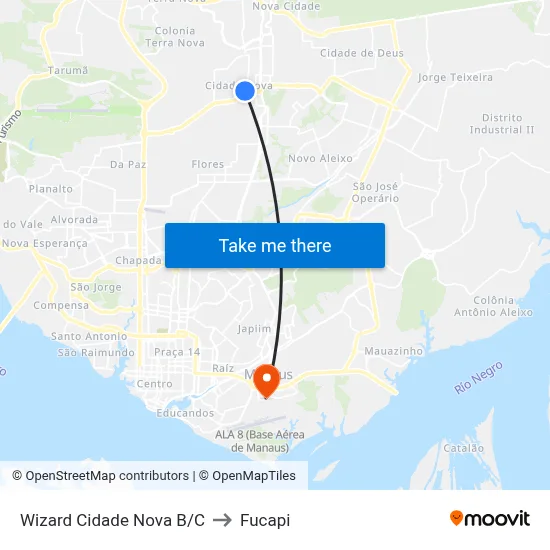 Wizard Cidade Nova B/C to Fucapi map